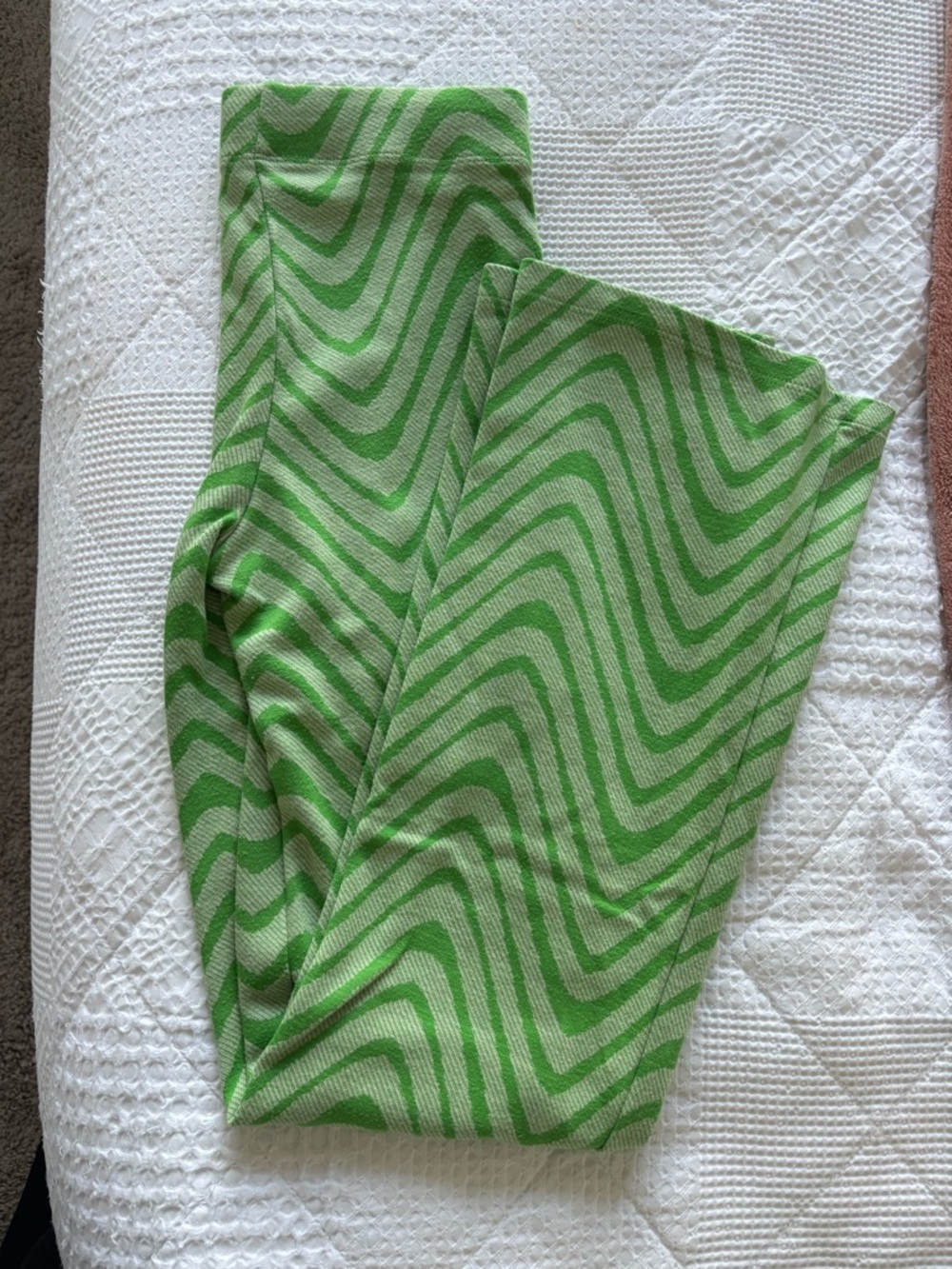 Urban Outfitters Green & Cream Wave Knit Pants